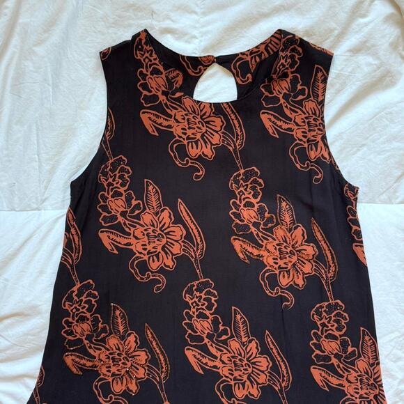 Bali Batik y2k 90s Floral sleeveless shift dress beaded resort dark fairy boho - Picture 2 of 8